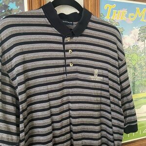 The Ritz-Carlton Laguna Niguel Polo Shirt Large Black Stripe Mercerized Cotton